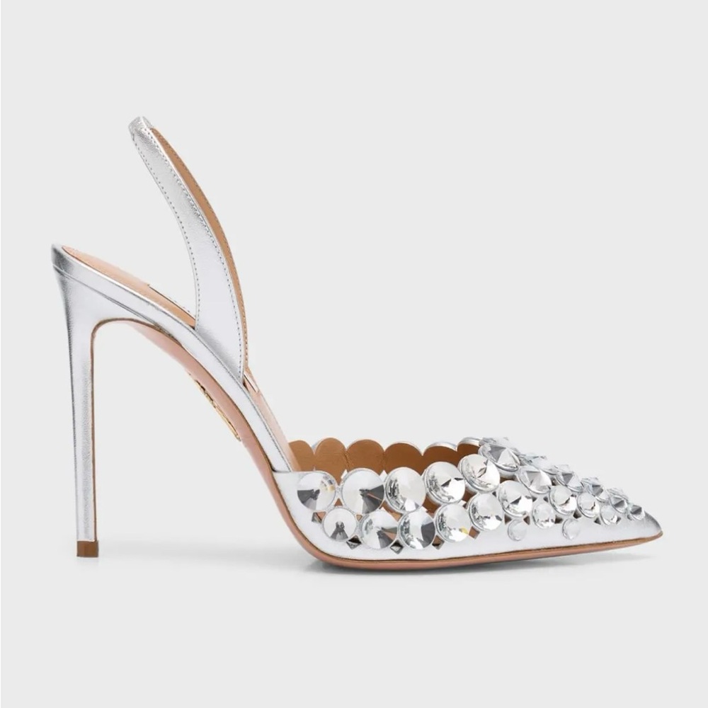 AQUAZZURA 
Maxi Tequila Crystal Halter Pumps
